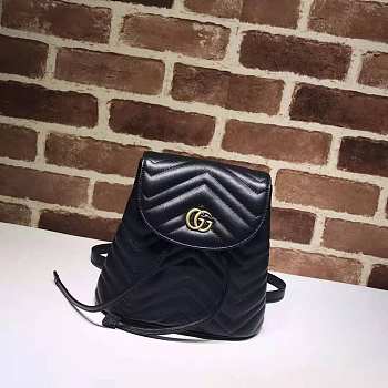 Gucci Backpack BagsAll black with gold hardware