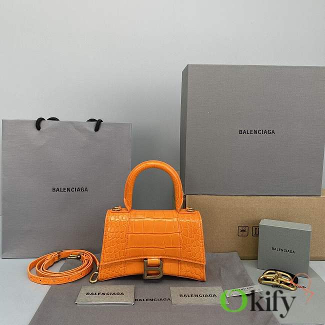 Balenciaga Hourglass Small Top Handle Bag Orange 23cm - 1