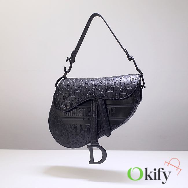Dior Cowhide embossing Saddle Bag black - 1