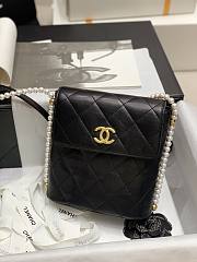 2021 early spring new series pearl chain bag black 20cm - 1