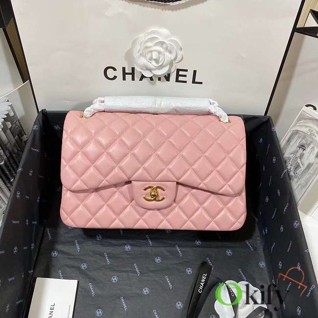 Chanel Lambskin Classic Flap Bag Pink 30cm - 1