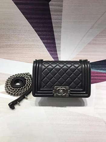 Chanel matte boy bag 20cm black with sliver hardware 20cm