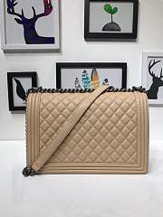 Chanel Large Boy Bag Beige Caviar Leather With Silver hardware 30cm - 6