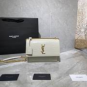YSL Sunset Chain White 17 Crocodile Embossed Shinny Leather - 1