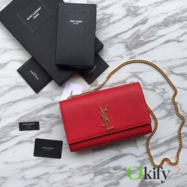 YSL CLASSIC SMALL KATE CHAIN BAG IN Red 24cm - 1