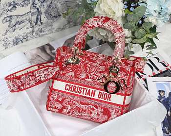 Dior Medium LADY D-LITE Bag Red 24cm