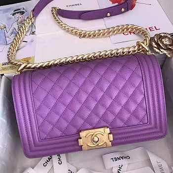 Chanel Lambskin Medium Boy Bag in Purple 25cm