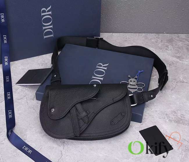 Dior SADDLE POUCH Black Grained Calfskin - 1