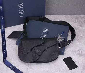 Dior SADDLE POUCH Black Grained Calfskin