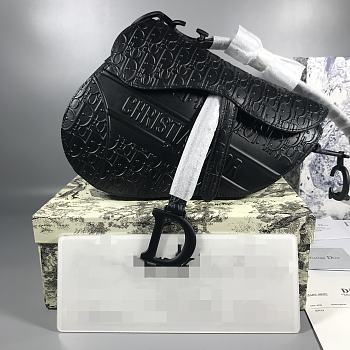 Dior Cowhide embossing Saddle Bag black 20cm