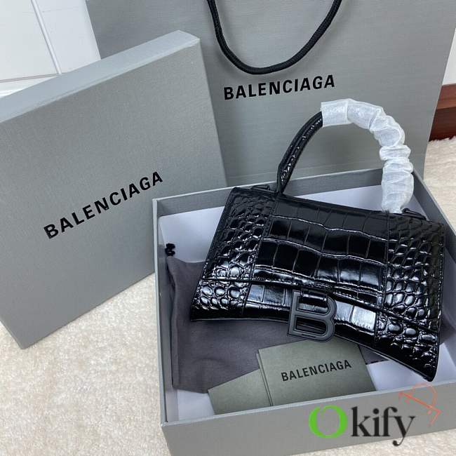 Balenciaga HOURGLASS Bag Black Crocodile 24cm - 1