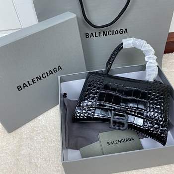 Balenciaga HOURGLASS Bag Black Crocodile 24cm
