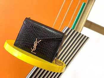 YSL Cassandra crocodile-embossed bag black with gold hardware