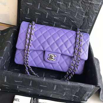 Chanel flap bag 25cm in Purple with Sliver Hardware