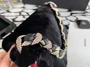 Chanel flap with diamonds strap mink hair black 23cm - 5