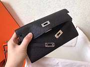 HERMES Epsom Kelly Longue Wallet Etoupe black with Sliver hardware - 5