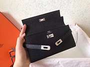HERMES Epsom Kelly Longue Wallet Etoupe black with Sliver hardware - 6