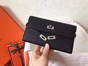 HERMES Epsom Kelly Longue Wallet Etoupe black with Sliver hardware - 1