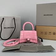 Balenciaga Hourglass Mini Handle Bag Crocodile Pink 92941 14cm - 1