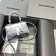 Balenciaga Hourglass Mini Handle Bag Crocodile Silver 92941 14cm - 1