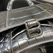 Balenciaga Hourglass Mini Handle Bag Crocodile Silver 92941 14cm - 3
