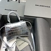 Balenciaga Hourglass Mini Handle Bag Crocodile Silver 92941 14cm - 6