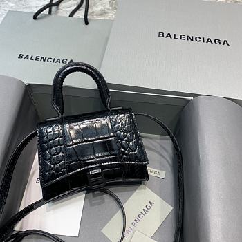 Balenciaga Hourglass Mini Handle Bag Crocodile Black 92941 14cm