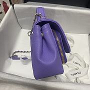 Chanel Mini Flap Bag 19 Top Handle Grained Calfskin Purple 93749  - 6