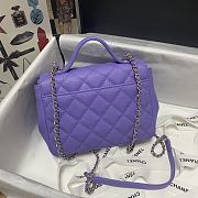 Chanel Mini Flap Bag 19 Top Handle Grained Calfskin Purple 93749  - 3