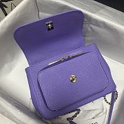 Chanel Mini Flap Bag 19 Top Handle Grained Calfskin Purple 93749  - 2