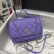 Chanel Mini Flap Bag 19 Top Handle Grained Calfskin Purple 93749  - 1