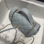 Chanel Mini Flap Bag 19 Top Handle Grained Calfskin Pastel Blue 93749 - 6