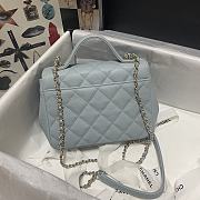 Chanel Mini Flap Bag 19 Top Handle Grained Calfskin Pastel Blue 93749 - 5