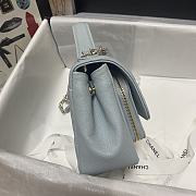 Chanel Mini Flap Bag 19 Top Handle Grained Calfskin Pastel Blue 93749 - 4
