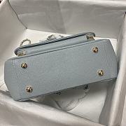 Chanel Mini Flap Bag 19 Top Handle Grained Calfskin Pastel Blue 93749 - 2