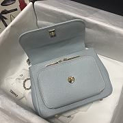 Chanel Mini Flap Bag 19 Top Handle Grained Calfskin Pastel Blue 93749 - 3