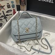 Chanel Mini Flap Bag 19 Top Handle Grained Calfskin Pastel Blue 93749 - 1