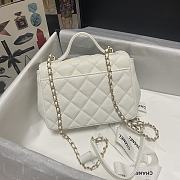 Chanel Mini Flap Bag 19 Top Handle Grained Calfskin White 93749 - 3