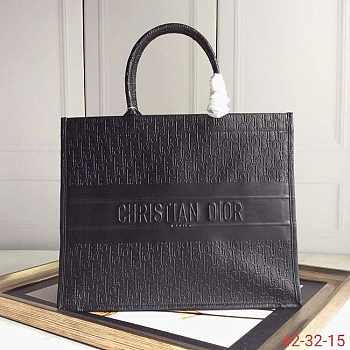 Dior book tote 41.5 embossed leather black 