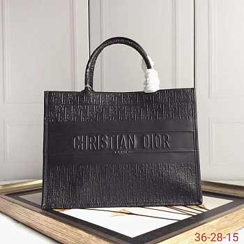 Dior book tote 36 embossed leather black 