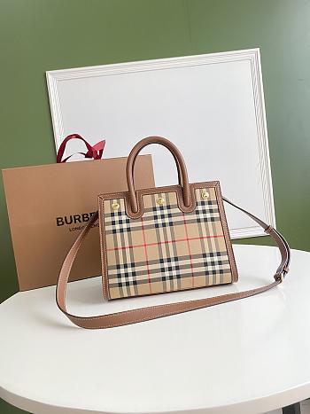 Burberry Small Title Vintage Check 26 Tote Bag Calfskin