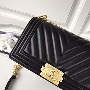 Chanel Leboy Chevron 25 Gold Hardware Black Calfskin 67086 - 5