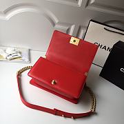 Chanel Leboy Chevron 25 Gold Hardware Red Calfskin 67086 - 5