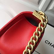 Chanel Leboy Chevron 25 Gold Hardware Red Calfskin 67086 - 3