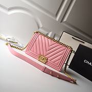 Chanel Leboy Chevron 25 Gold Hardware Pink Calfskin 67086 - 1