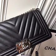 Chanel Leboy Chevron 25 Silver Hardware Black Calfskin 67086 - 6