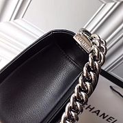 Chanel Leboy Chevron 25 Silver Hardware Black Calfskin 67086 - 4