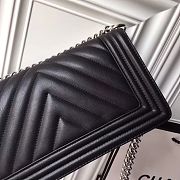 Chanel Leboy Chevron 25 Silver Hardware Black Calfskin 67086 - 2
