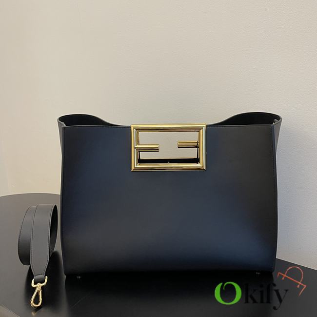 Fendi way F buckle handbag black leather 552 40cm - 1