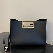 Fendi way F buckle handbag black leather 552 40cm - 1